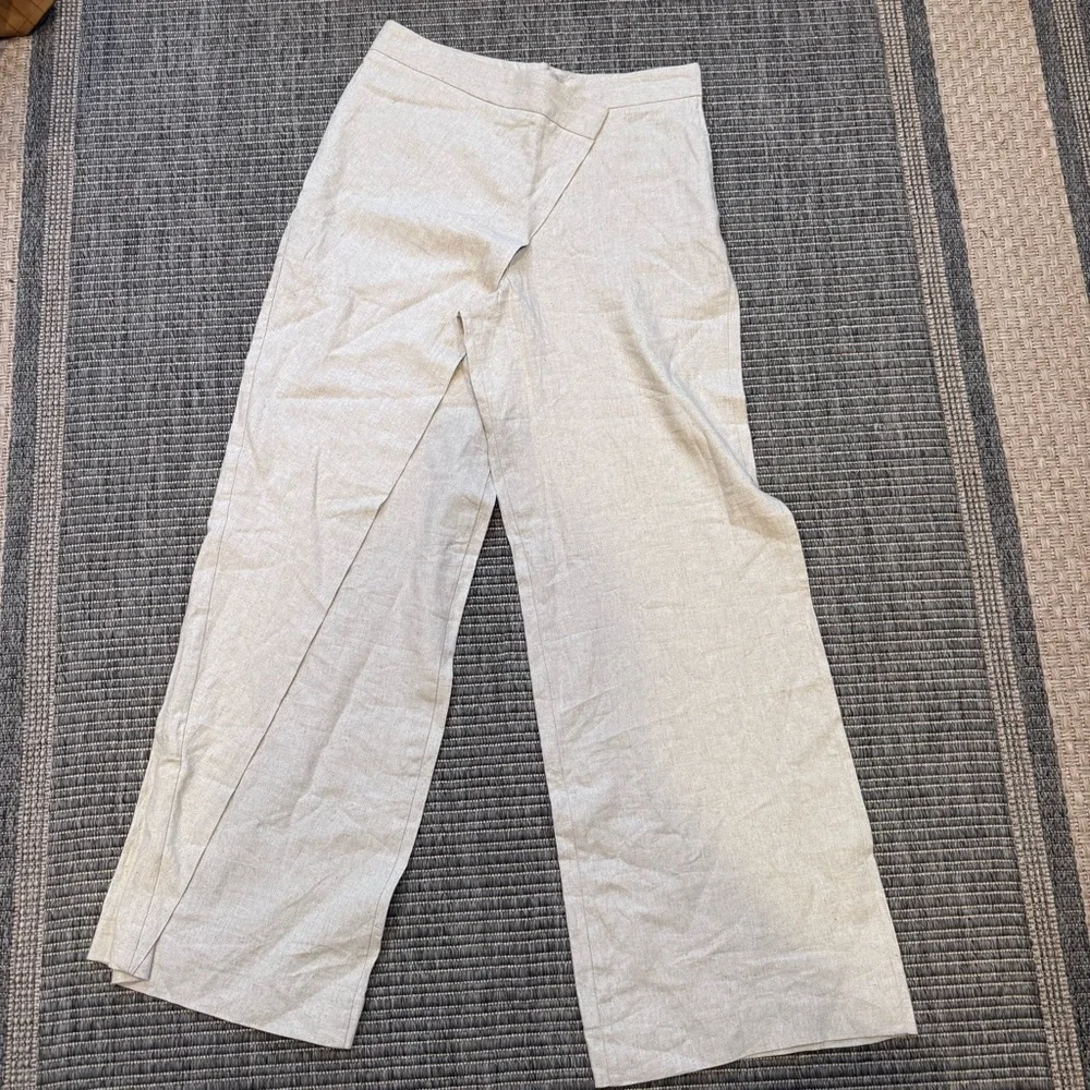 Zara Women Linen-Blend Pareo Trousers